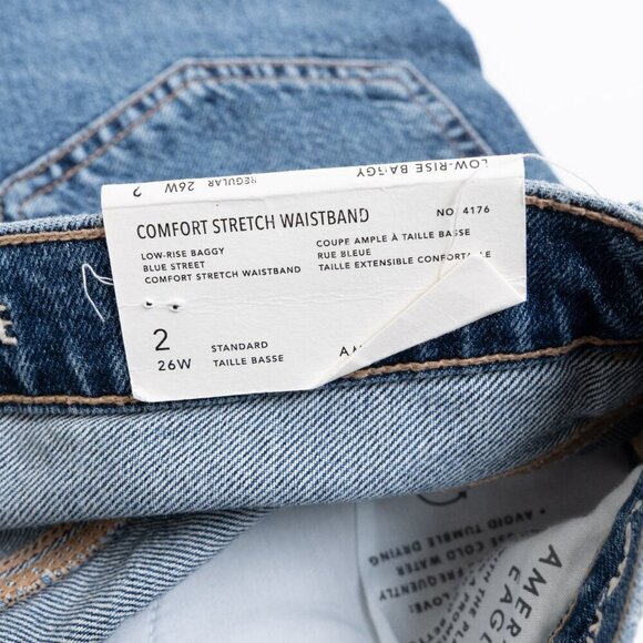 American Eagle Low Rise Baggy Straight Leg Jeans Medium Wash 26 W - Picture 8 of 16